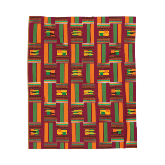 Velveteen Plush Blanket - Cozy African Kente Design for Family and Friends | Kwanza Gifts